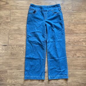 Denim & Co. Lightweight Wide-Leg Denim Pants Size 12 Pull On Medium Wash